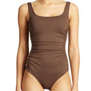 MICHAEL Michael Kors - Boho Solids U-Neck Shirred Maillot Women's swimsuit